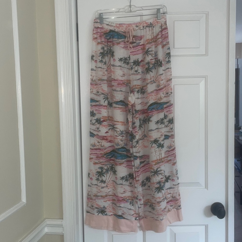 Free People Island Printed Beach Wide Leg Boho Pants size medium